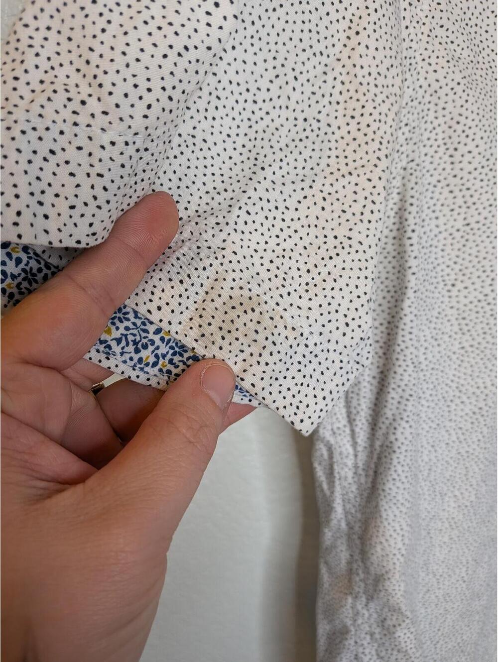 Cactus Man Short Sleeve Button Down Shirt White Micro Print Slim Fit Size Large - Picture 2 of 6